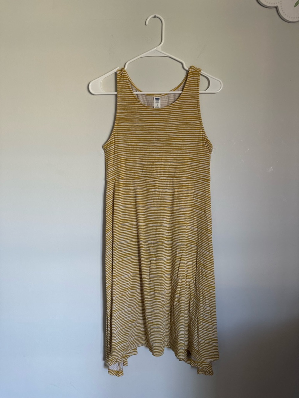 Yellow Striped Sleeveless Swing Dress